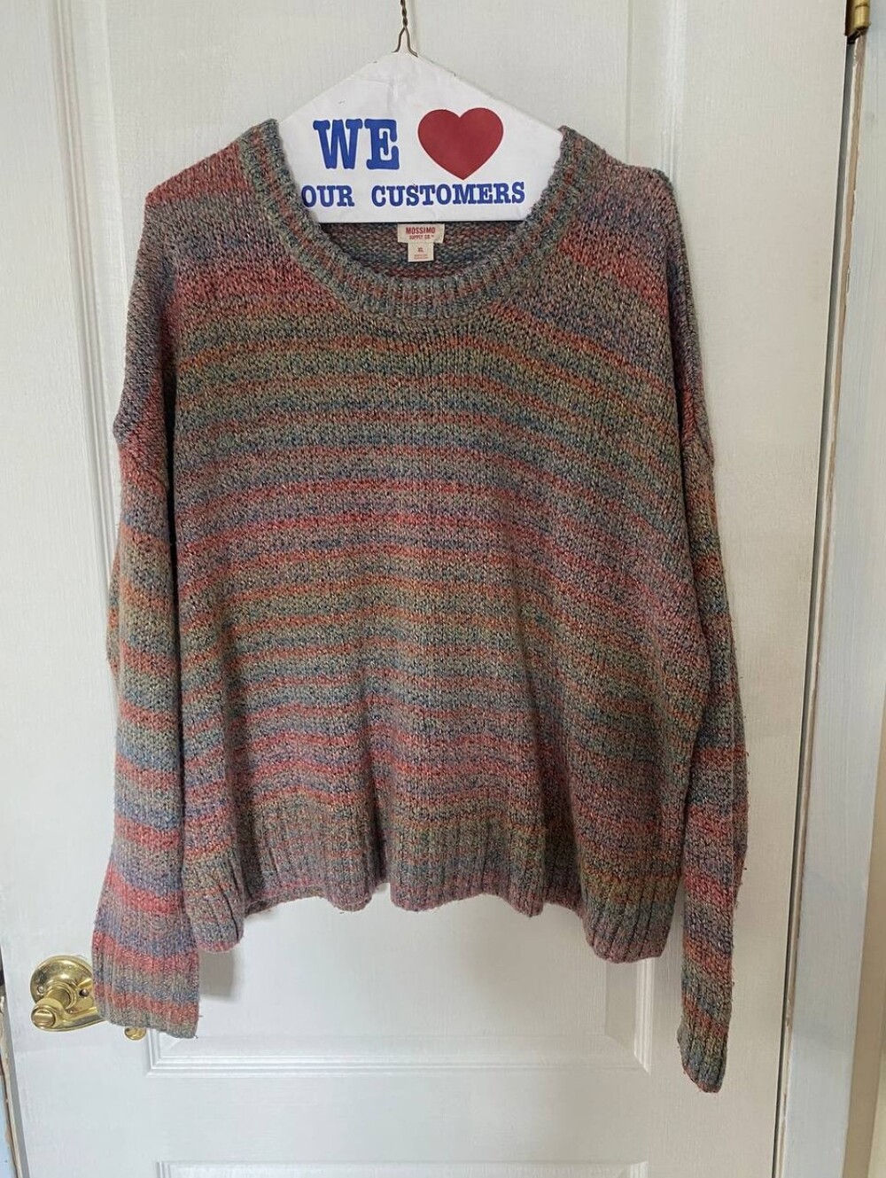 Target Mossimo Multi Colored Pink Striped Long Sleeve Sweater Size XL
